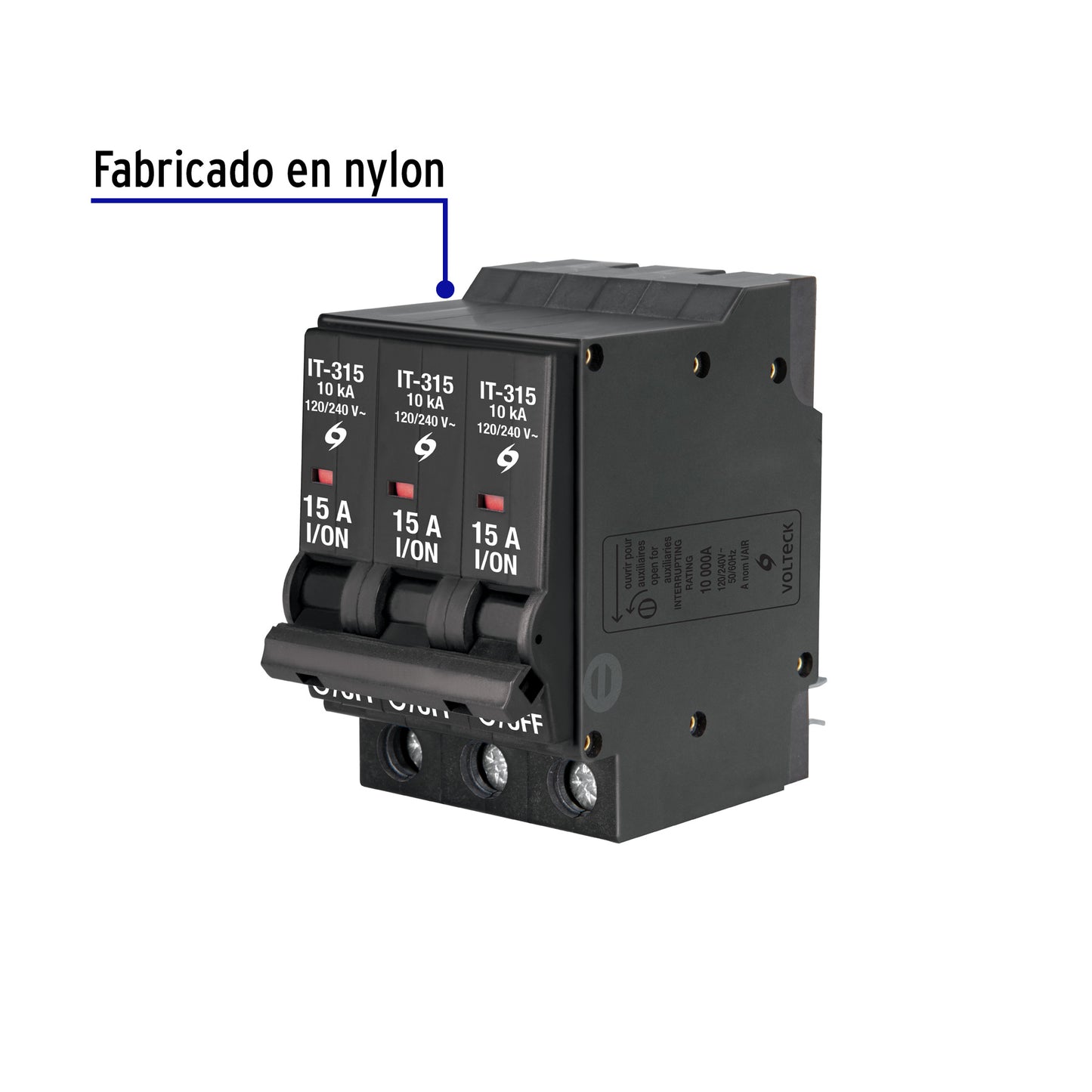 INTERRUPTOR DE 3 POLOS 15A, ENCHUFABLE, VOLTECK 47513 *