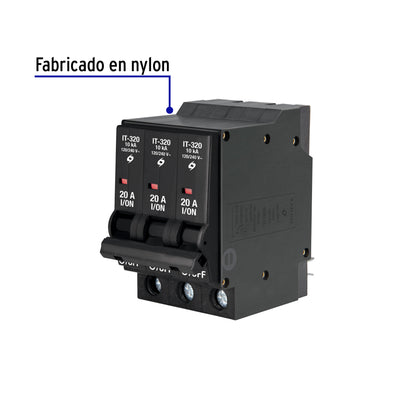 INTERRUPTOR DE 3 POLOS 20A, ENCHUFABLE, VOLTECK 47514 *
