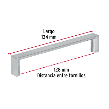JALADERA METÁLICA DE 128MM ESTILO ''ANDAMIO'', NÍQUEL SATINADO 43902 P
