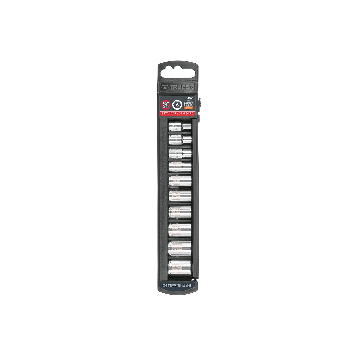 JUEGO DE 10 DADOS CUADRO 1/4'' STD, TRUPER 14165 *