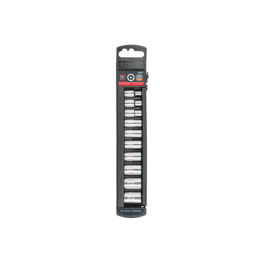 JUEGO DE 10 DADOS CUADRO 1/4'' STD, TRUPER 14165 *