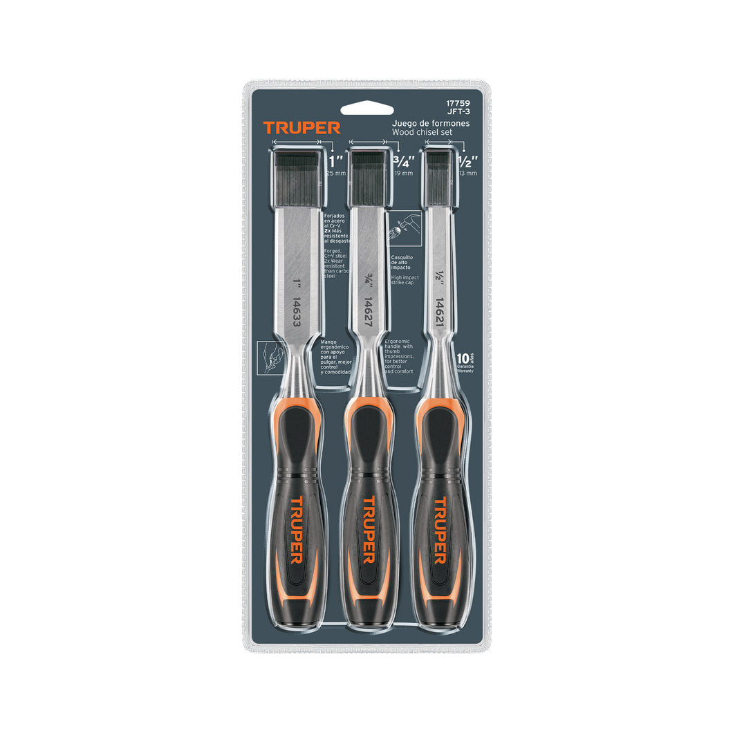 JUEGO DE 3 FORMONES MANGO COMFORT GRIP, TRUPER 17759 P
