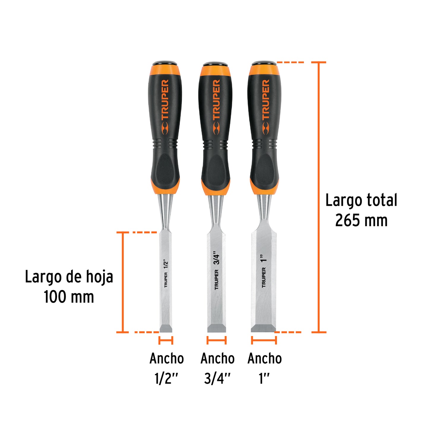 JUEGO DE 3 FORMONES MANGO COMFORT GRIP, TRUPER 17759 P