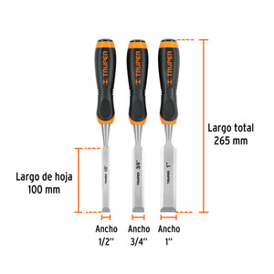 JUEGO DE 3 FORMONES MANGO COMFORT GRIP, TRUPER 17759 P