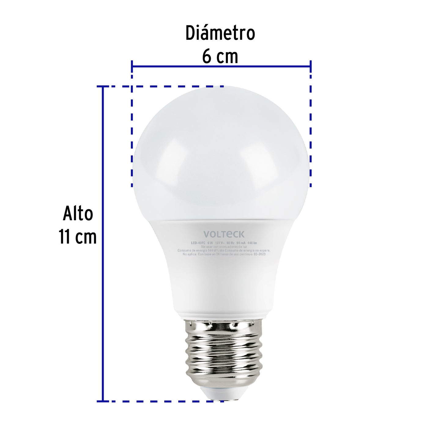 LÁMPARA LED TIPO BULBO A19 6W LUZ DE DIA, CAJA, VOLTECK 47544 N