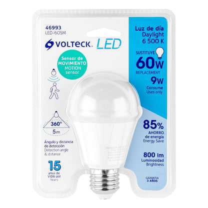 LÁMPARA LED TIPO BULBO A19 9 W CON SENSOR DE MOVIMIENTO 46993 *