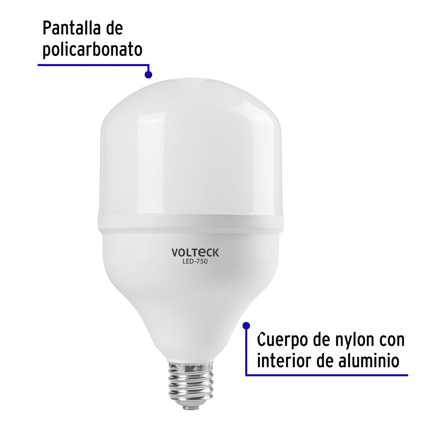Foco LED alta potencia 70W (750W) 6500K blanca fría, E39