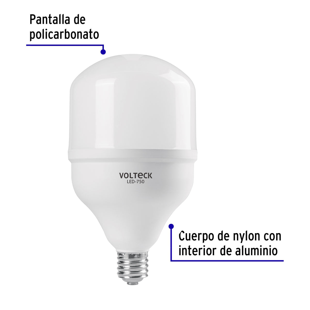 Foco LED alta potencia 70W (750W) 6500K blanca fría, E39