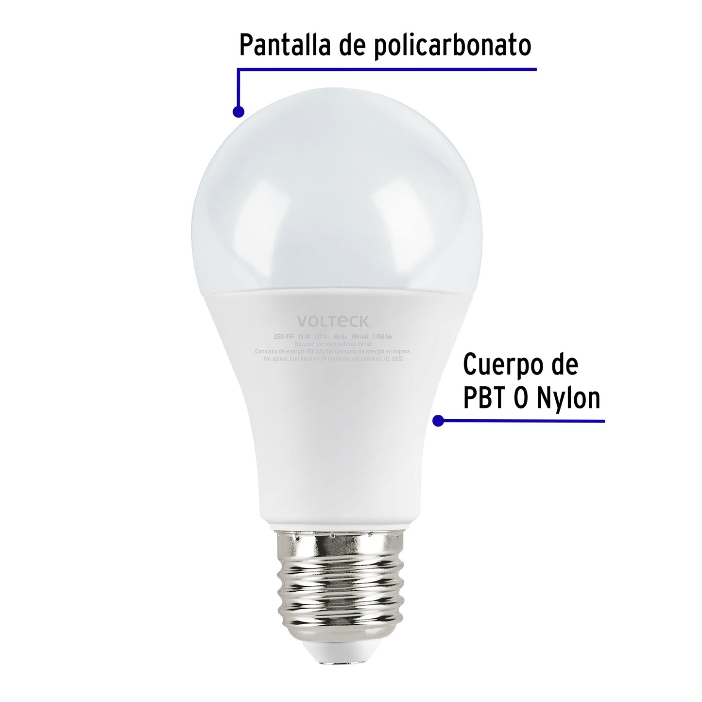 FOCO DE LED, A19, 12 W, LUZ DE DÍA, VOLTECK 46860 *