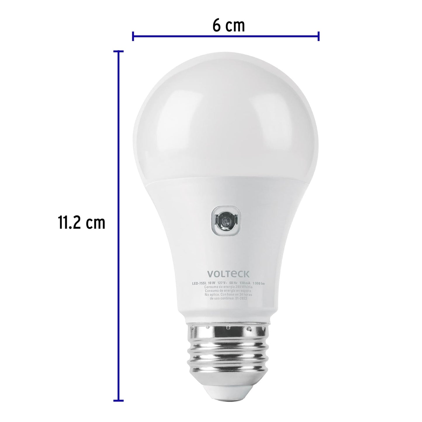 LÁMPARA LED TIPO BULBO A19 10 W CON SENSOR DE LUZ, VOLTECK 46990 *