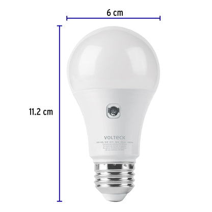 LÁMPARA LED TIPO BULBO A19 10 W CON SENSOR DE LUZ, VOLTECK 46990 *