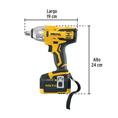 LLAVE DE IMPACTO INALÁMBRICA 1/2', 20 V, PRETUL 28268 *