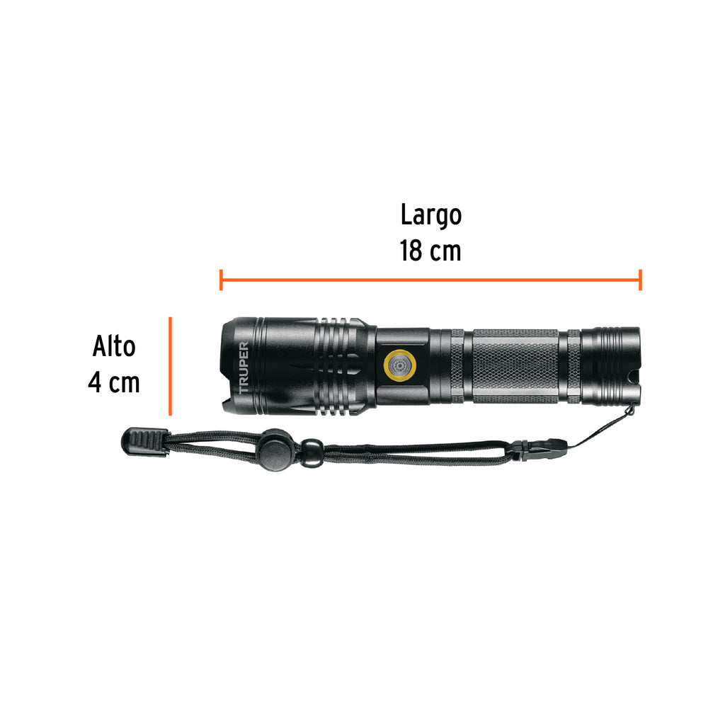LINTERNA LED RECARGABLE. DE ALUMINIO 1200 LM, TRUPER 103100 *