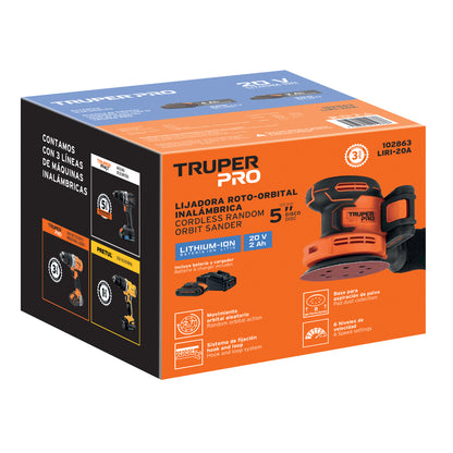 LIJADORA ROTO-ORTIBAL 5'' INALAMBRICA 20V TRUPER PRO 101863 P