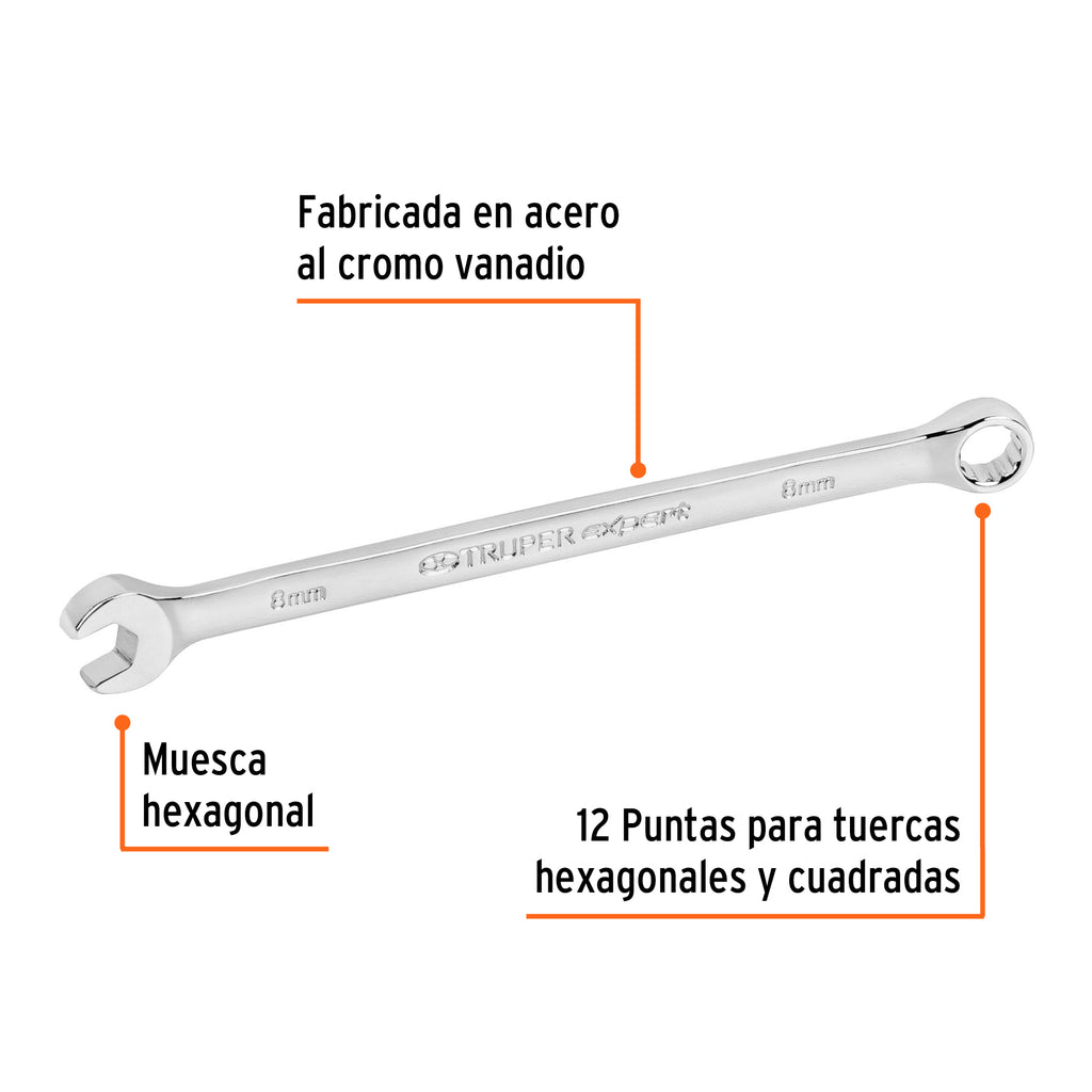 LLAVE COMBINADA EXTRALARGA 8 MM x 145 MM DE LARGO, EXPERT 15612 *
