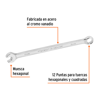 LLAVE COMBINADA EXTRALARGA 8 MM x 145 MM DE LARGO, EXPERT 15612 *