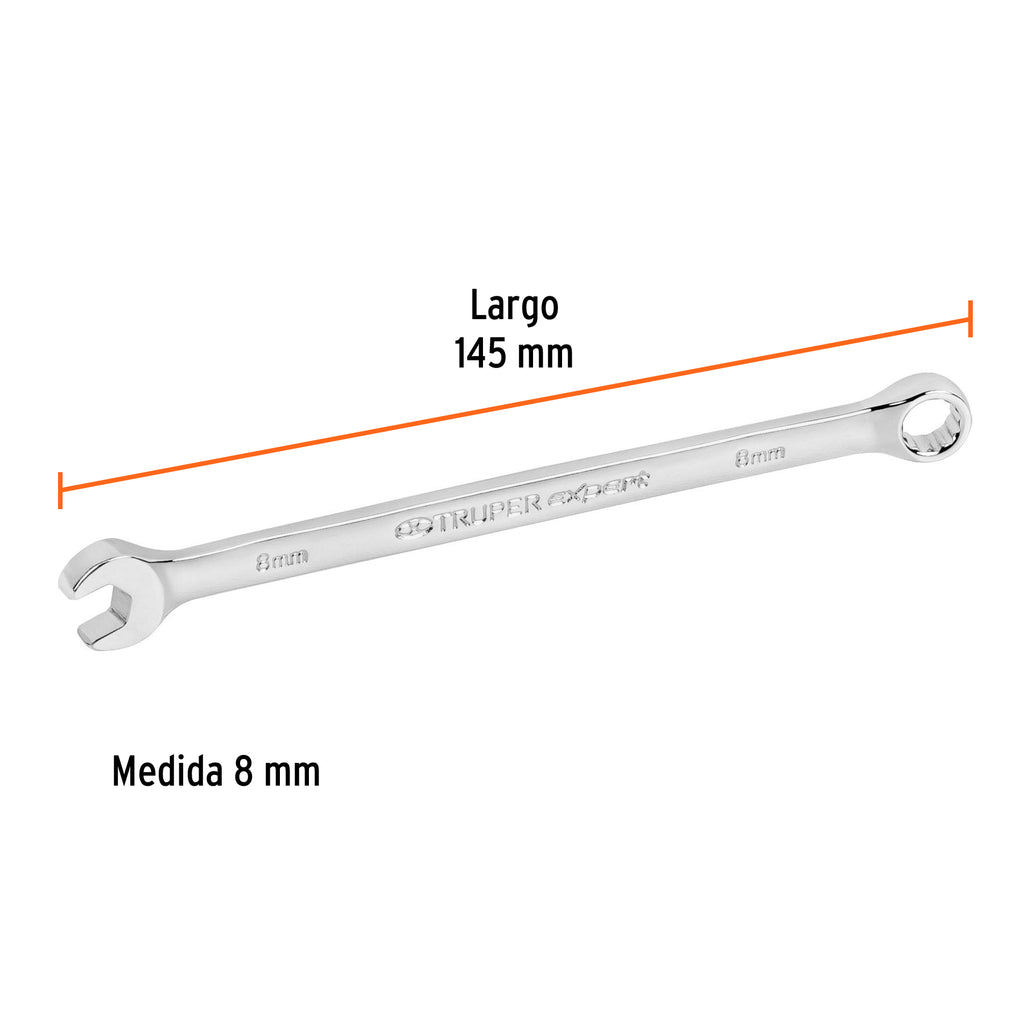 LLAVE COMBINADA EXTRALARGA 8 MM x 145 MM DE LARGO, EXPERT 15612 *