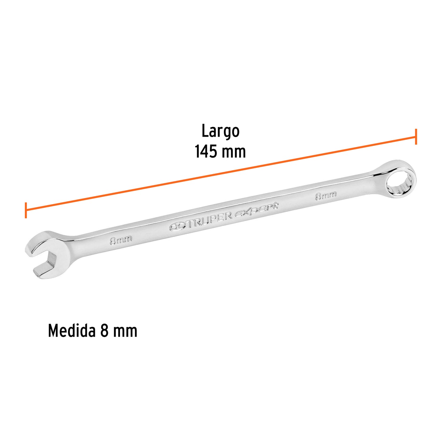 LLAVE COMBINADA EXTRALARGA 8 MM x 145 MM DE LARGO, EXPERT 15612 *