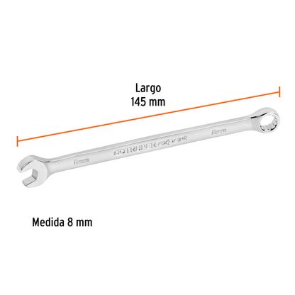 LLAVE COMBINADA EXTRALARGA 8 MM x 145 MM DE LARGO, EXPERT 15612 *