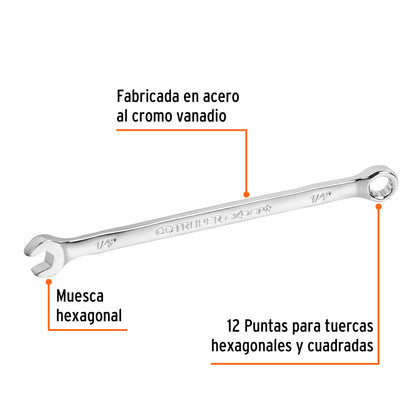 LLAVE COMBINADA EXTRALARGA 1/4'' x 125 MM DE LARGO, EXPERT 15590 P