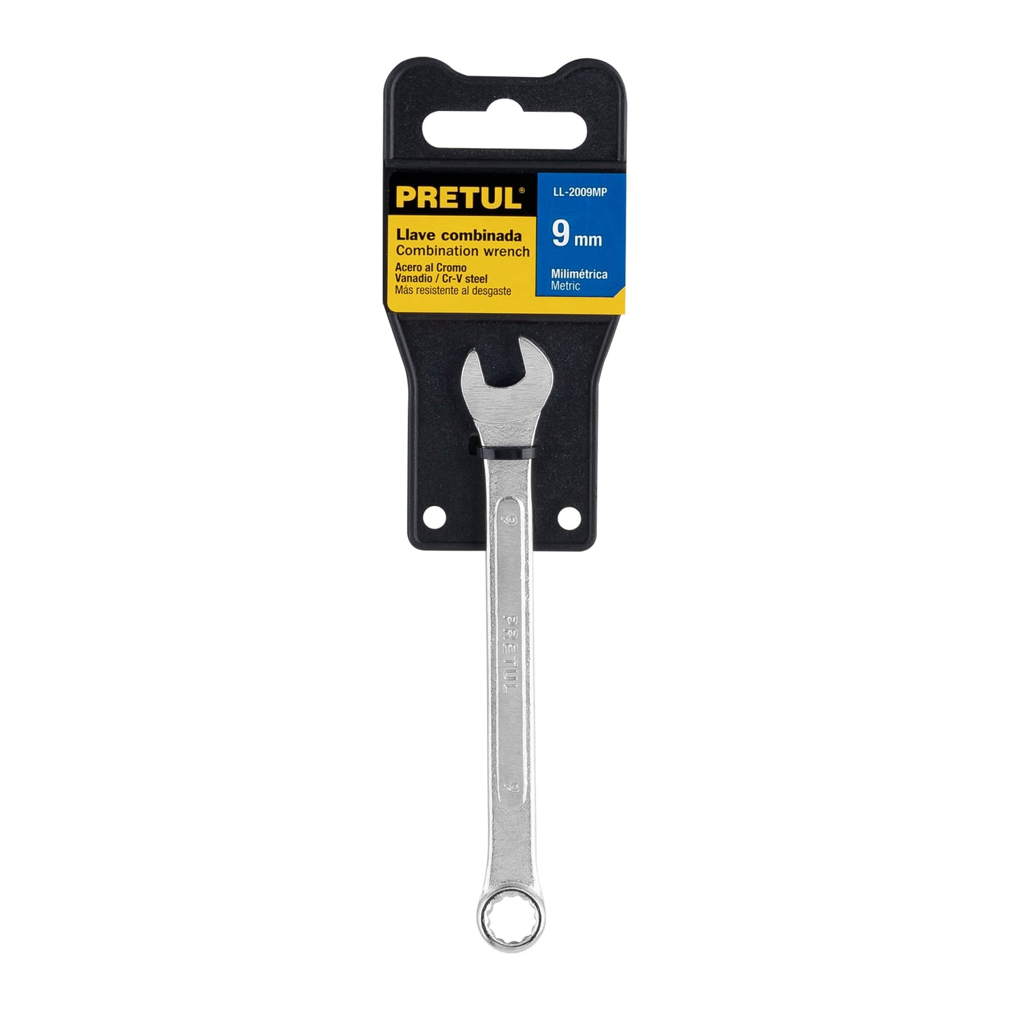 LLAVE COMBINADA 9 MM x 130 MM DE LARGO, PRETUL 21903 P