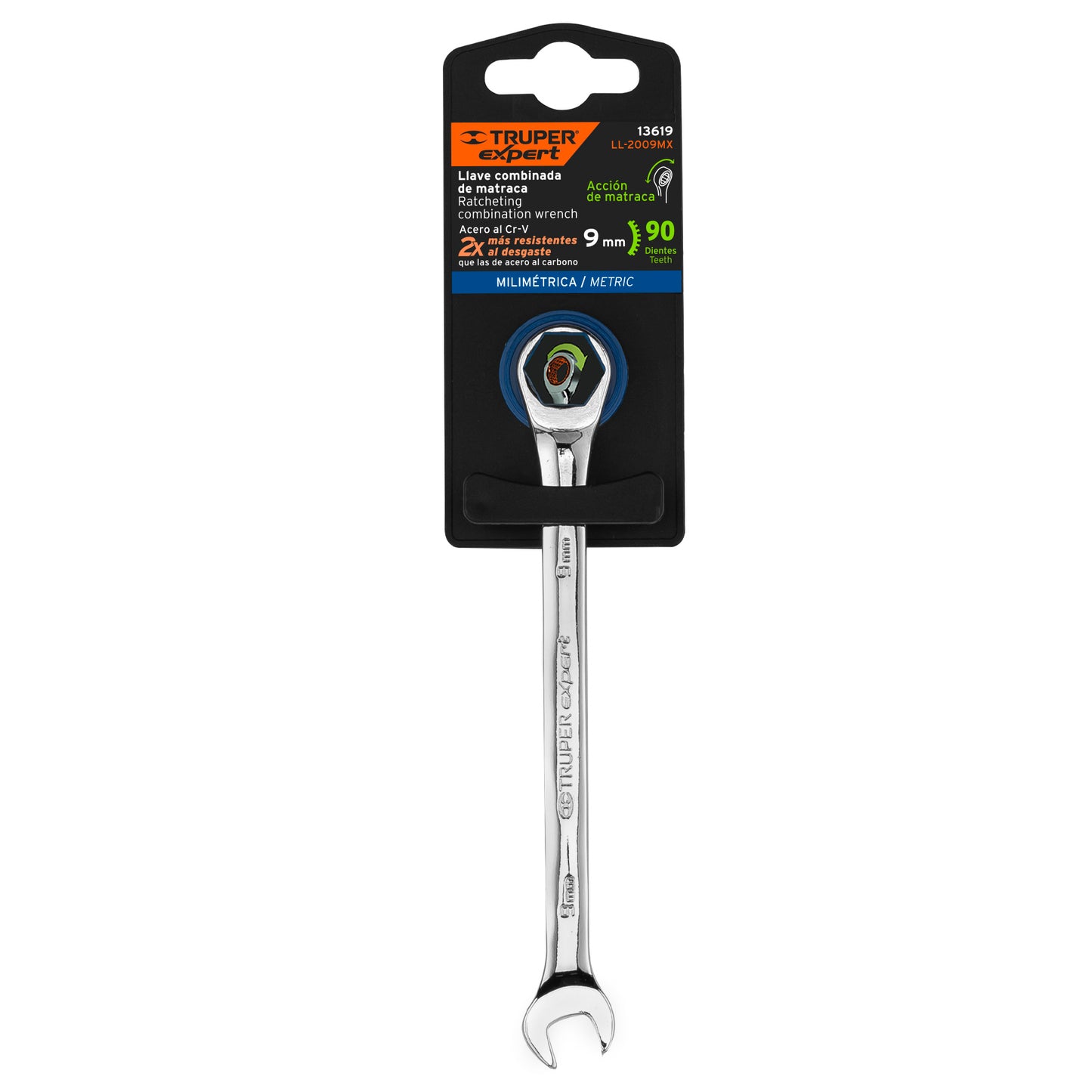 LLAVE COMBINADA CON MATRACA 9 MM X 146MM LARGO, 13619 *