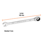 LLAVE COMBINADA CON MATRACA 9 MM X 146MM LARGO, 13619 *