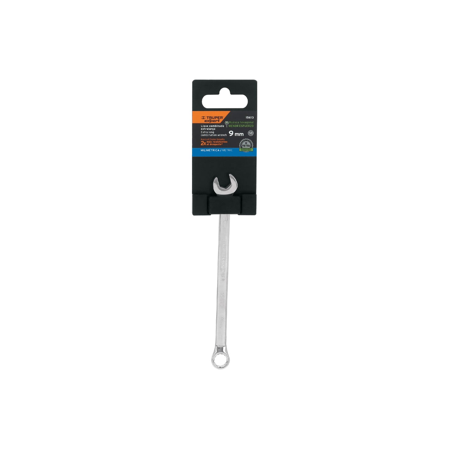 LLAVE COMBINADA EXTRALARGA 9 MM x 157 MM DE LARGO, EXPERT 15613 P