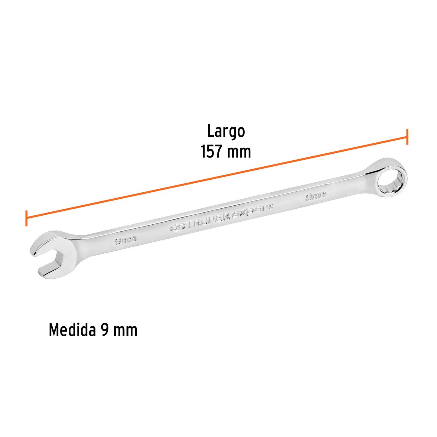 LLAVE COMBINADA EXTRALARGA 9 MM x 157 MM DE LARGO, EXPERT 15613 P