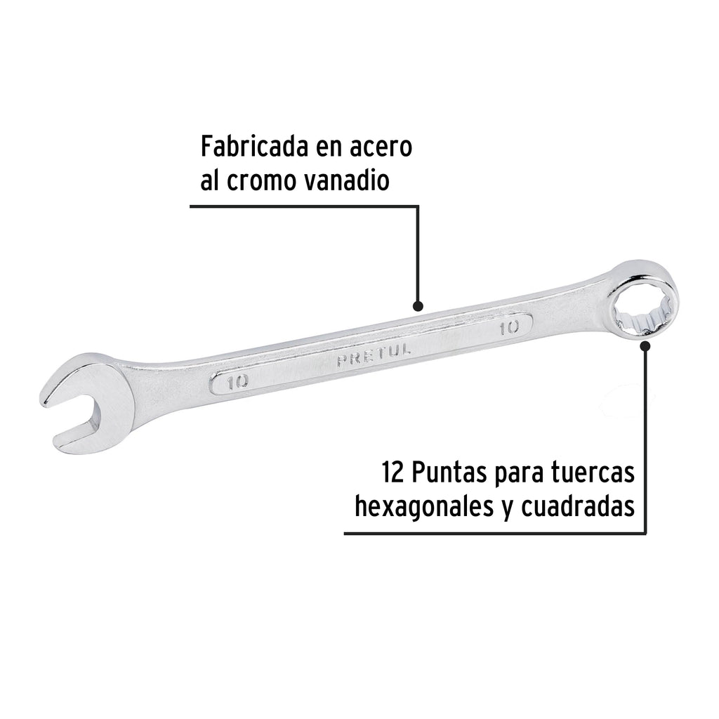 LLAVE COMBINADA 10 MM x 140 MM DE LARGO, PRETUL 21904 *