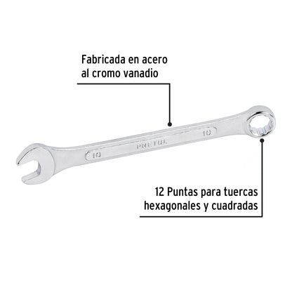 LLAVE COMBINADA 10 MM x 140 MM DE LARGO, PRETUL 21904 *