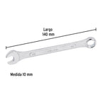 LLAVE COMBINADA 10 MM x 140 MM DE LARGO, PRETUL 21904 *