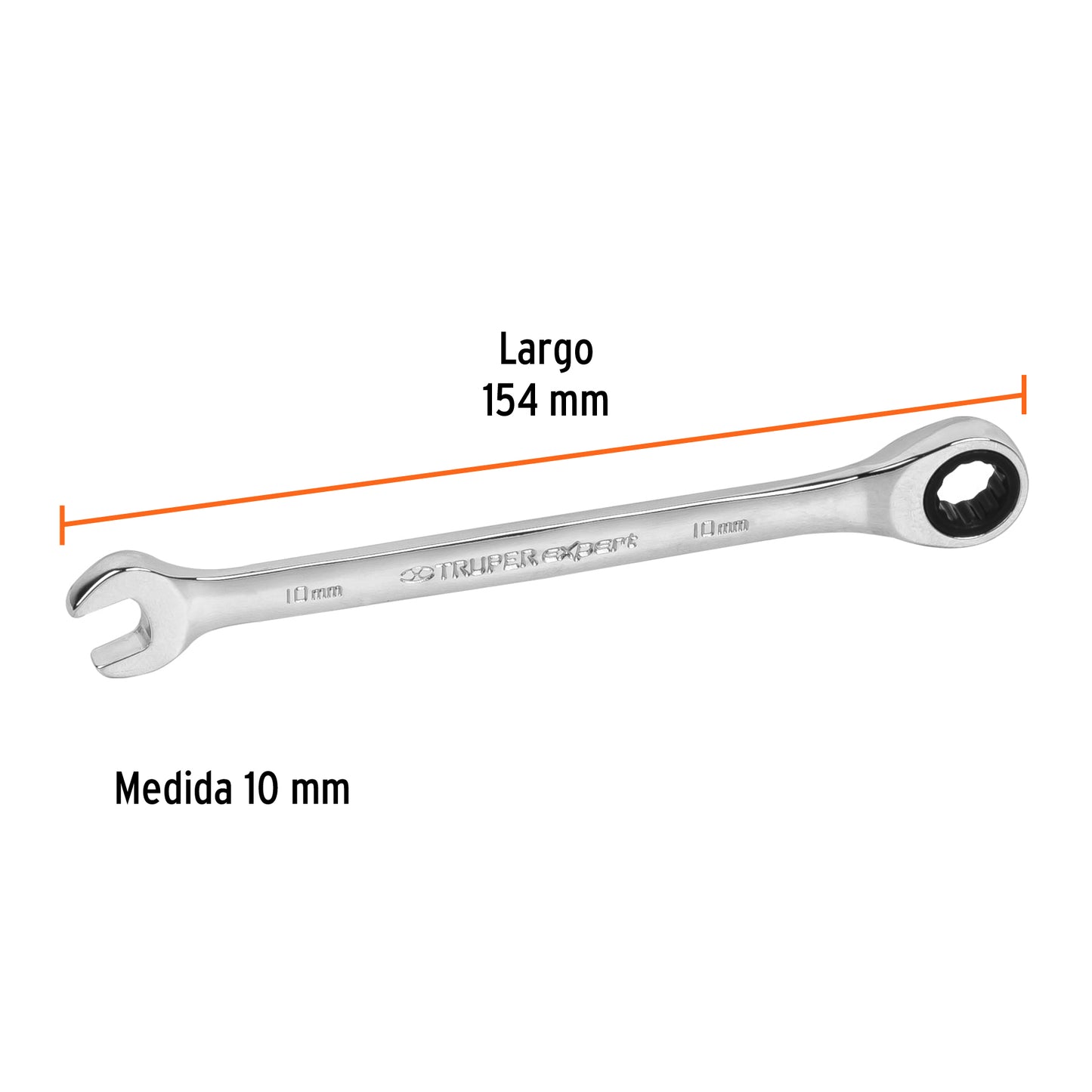 LLAVE COMBINADA CON MATRACA 10MM x 154 MM LARGO, EXPERT 15743 *