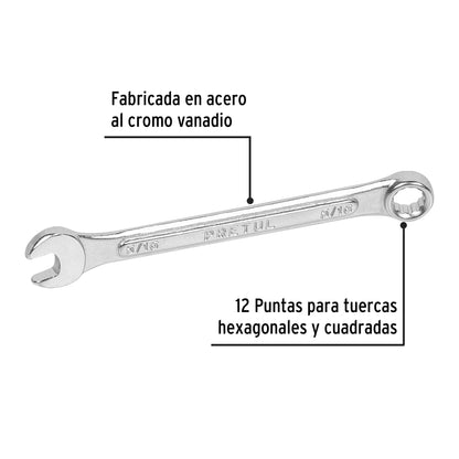 LLAVE COMBINADA 5/16'' x 120 MM DE LARGO, PRETUL 21881 *