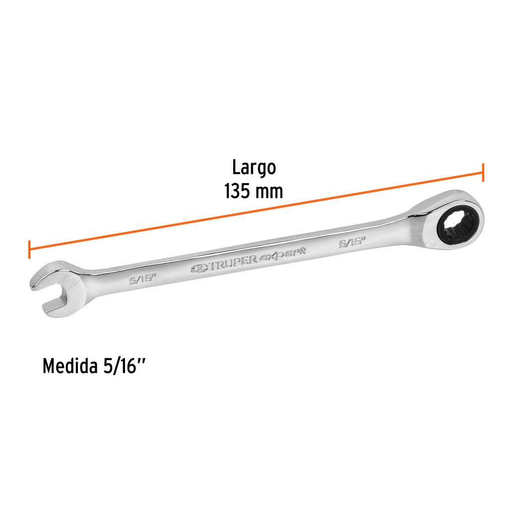 LLAVE COMBINADA CON MATRACA 5/16'' x 135 MM LARGO, EXPERT 15735 *