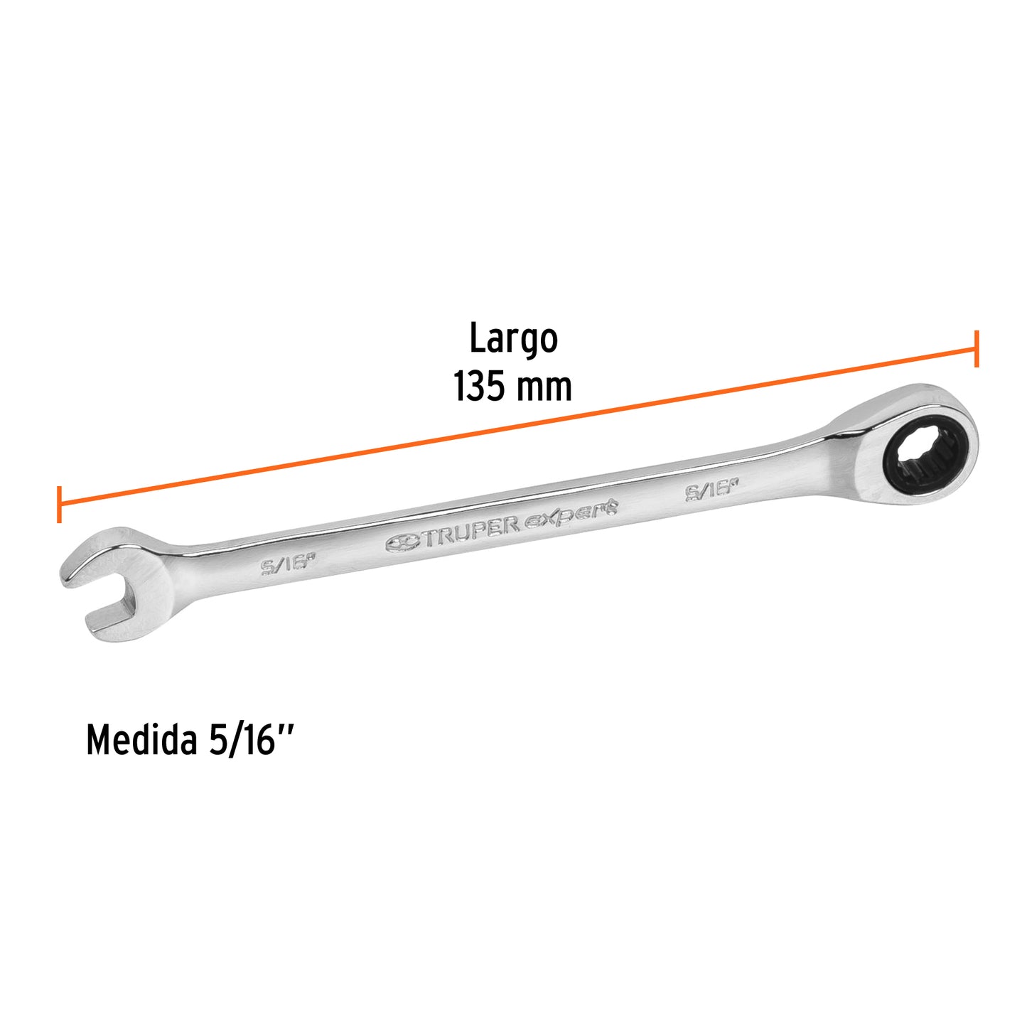 LLAVE COMBINADA CON MATRACA 5/16'' x 135 MM LARGO, EXPERT 15735 *