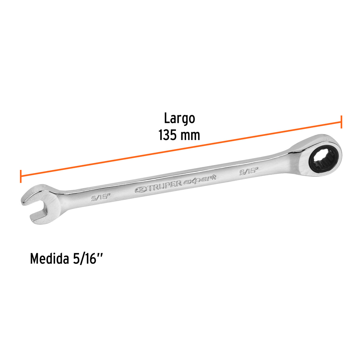 LLAVE COMBINADA CON MATRACA 5/16'' x 135 MM LARGO, EXPERT 15735 *