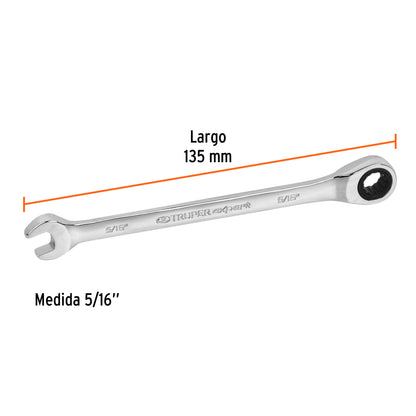 LLAVE COMBINADA CON MATRACA 5/16'' x 135 MM LARGO, EXPERT 15735 *