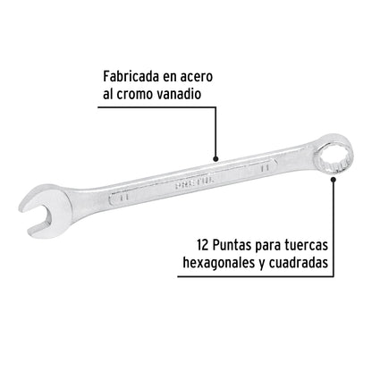 LLAVE COMBINADA 11 MM x 150MM DE LARGO, PRETUL 21905 P