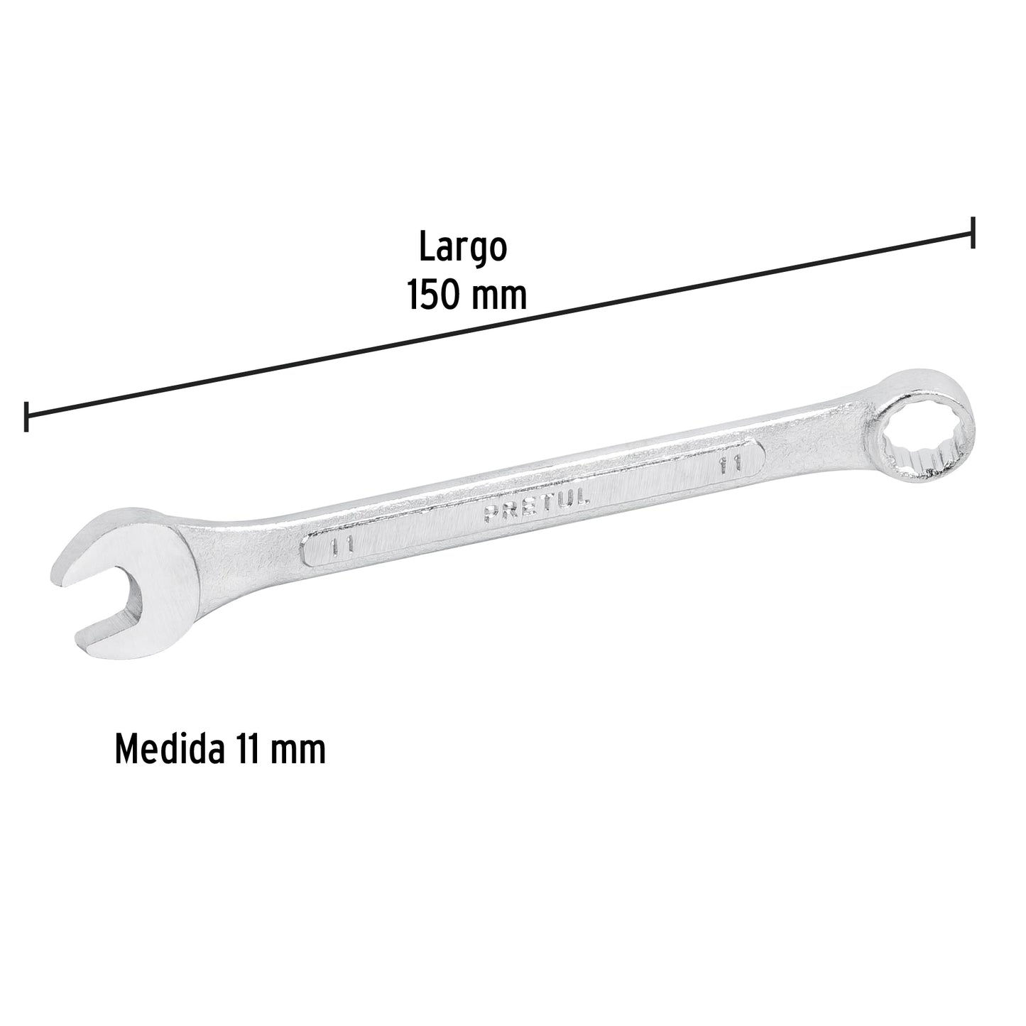 LLAVE COMBINADA 11 MM x 150MM DE LARGO, PRETUL 21905 P