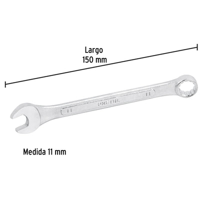 LLAVE COMBINADA 11 MM x 150MM DE LARGO, PRETUL 21905 P