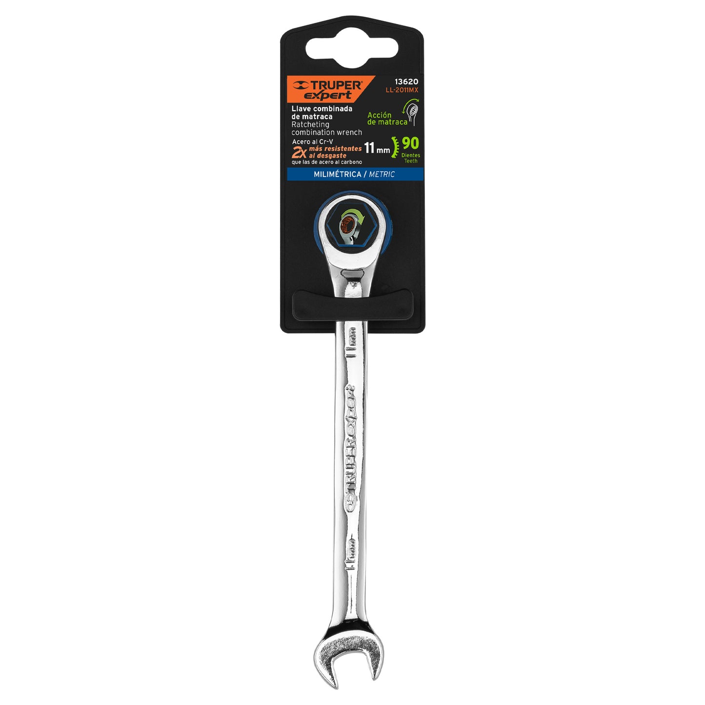 LLAVE COMBINADA CON MATRACA 11 MM x 160 MM LARGO, EXPERT 13620 P