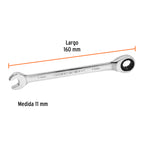 LLAVE COMBINADA CON MATRACA 11 MM x 160 MM LARGO, EXPERT 13620 P