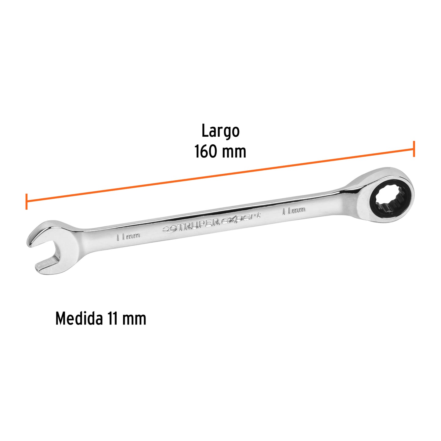 LLAVE COMBINADA CON MATRACA 11 MM x 160 MM LARGO, EXPERT 13620 P