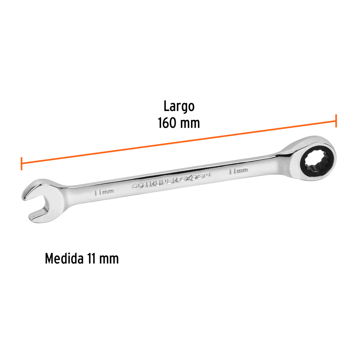 LLAVE COMBINADA CON MATRACA 11 MM x 160 MM LARGO, EXPERT 13620 P