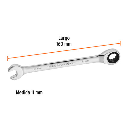 LLAVE COMBINADA CON MATRACA 11 MM x 160 MM LARGO, EXPERT 13620 P