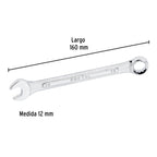 LLAVE COMBINADA 12 MM x 160 MM DE LARGO, PRETUL 21906 P