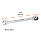 LLAVE COMBINADA CON MATRACA 12 MM x 166 MM LARGO, EXPERT 15744 P