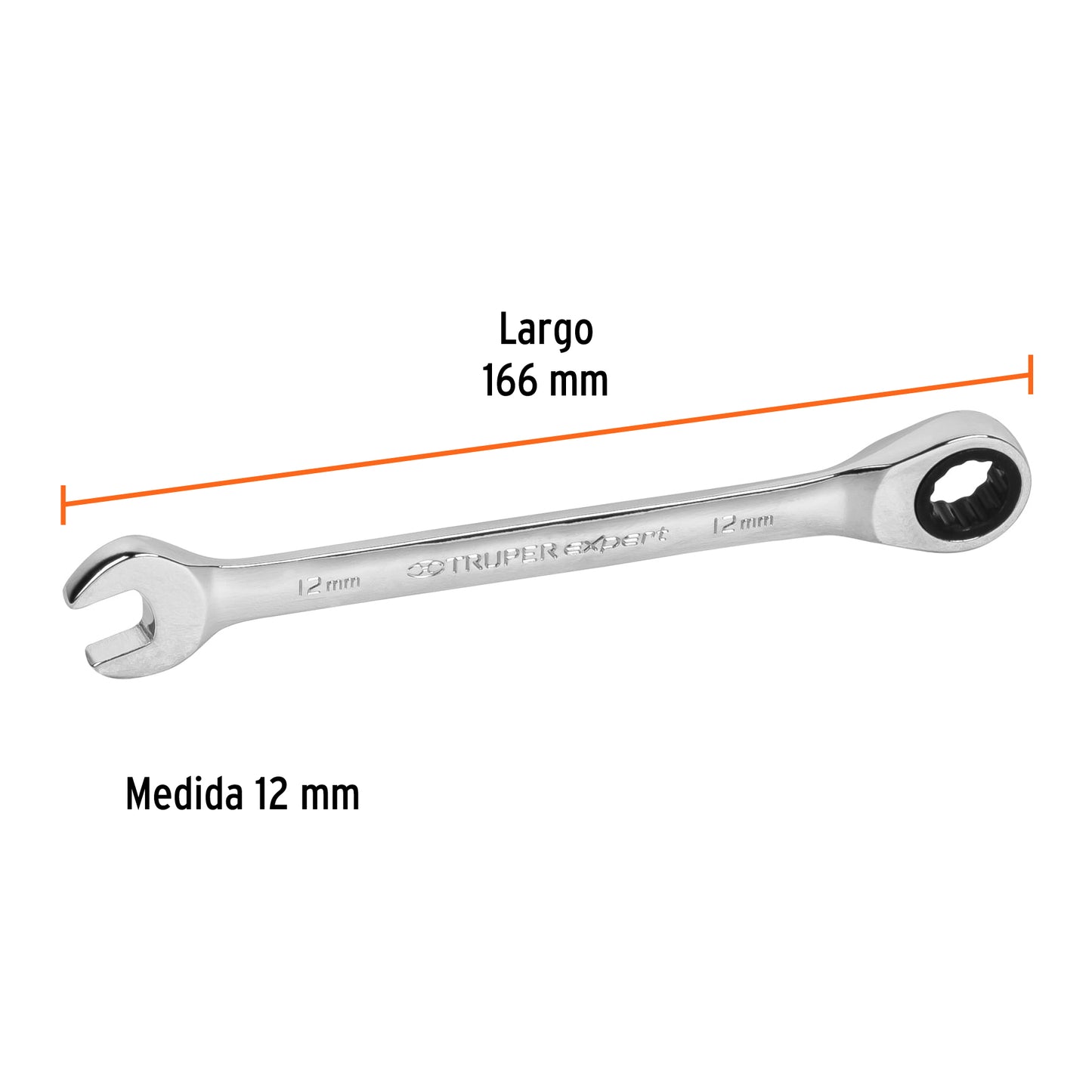 LLAVE COMBINADA CON MATRACA 12 MM x 166 MM LARGO, EXPERT 15744 P
