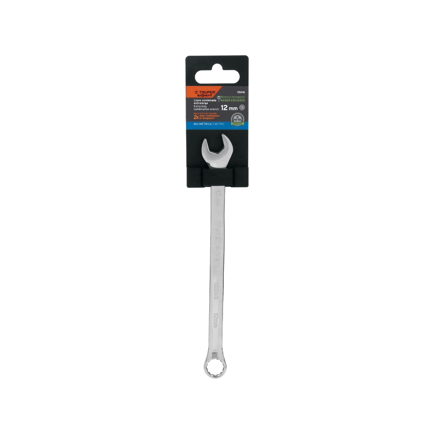 LLAVE COMBINADA EXTRALARGA 12 MM x 193 MM DE LARGO, EXPERT 15616 P